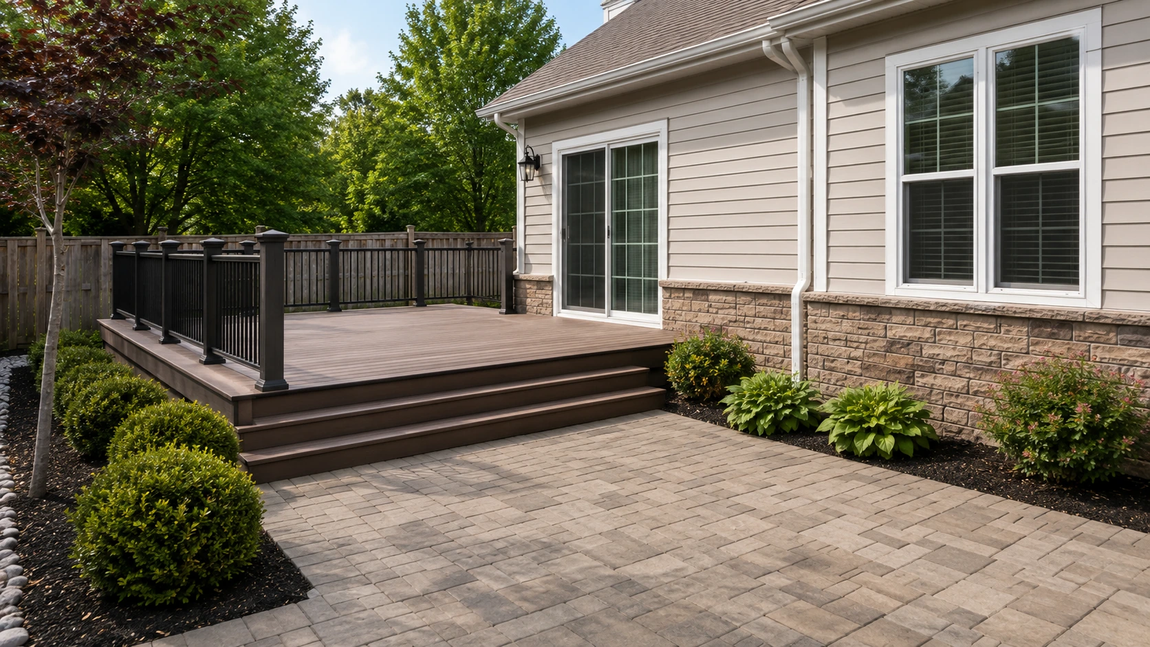 Residential exterior with furniture moved and the cleaning area cleared