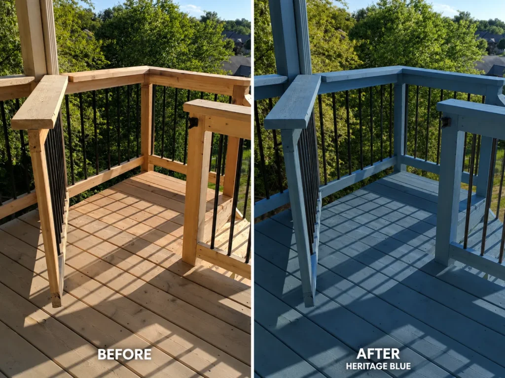Before and after deck staining in Tiffin IA