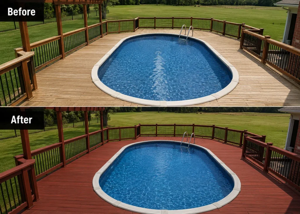 Before and after deck staining in Iowa City IA