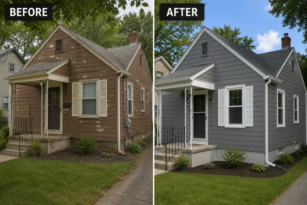Before and after deck staining in Robins IA