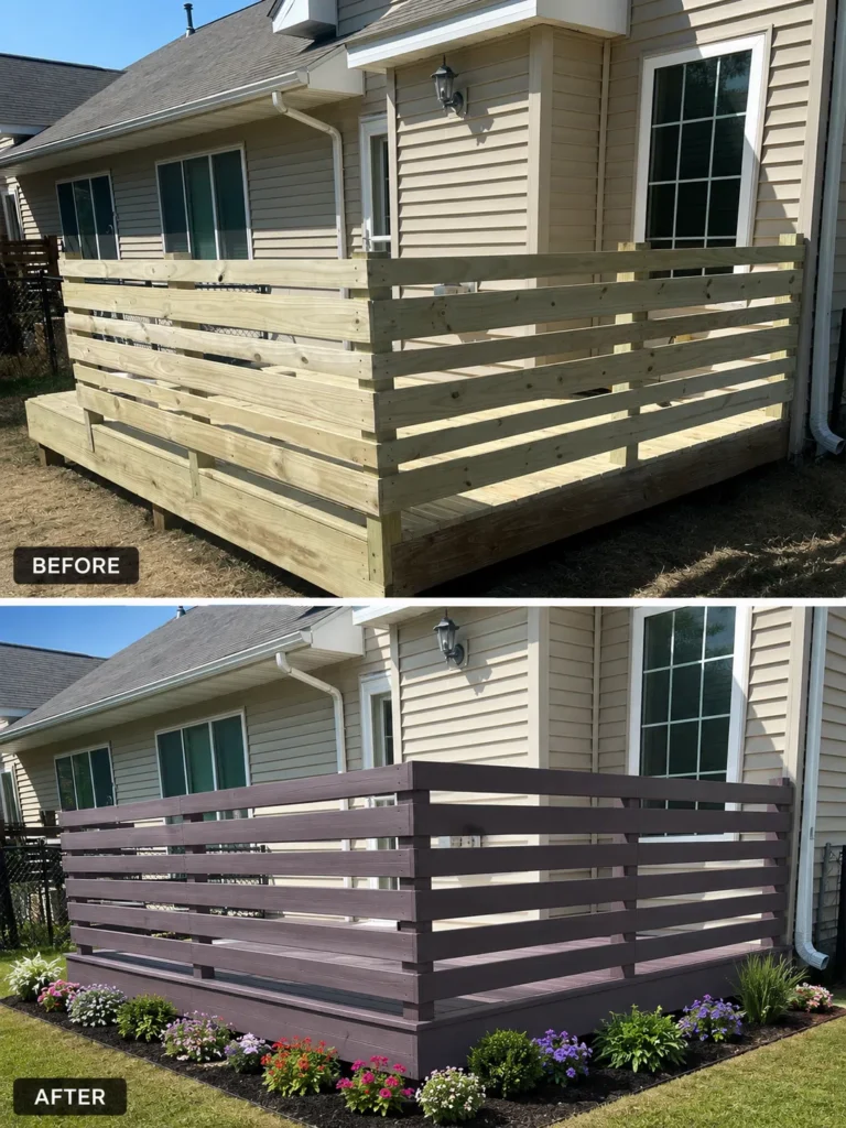Before and after deck staining in North Liberty IA