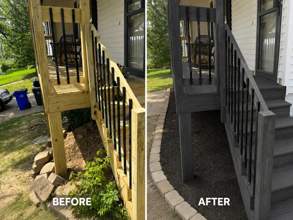Before and after deck staining in Mount Vernon IA