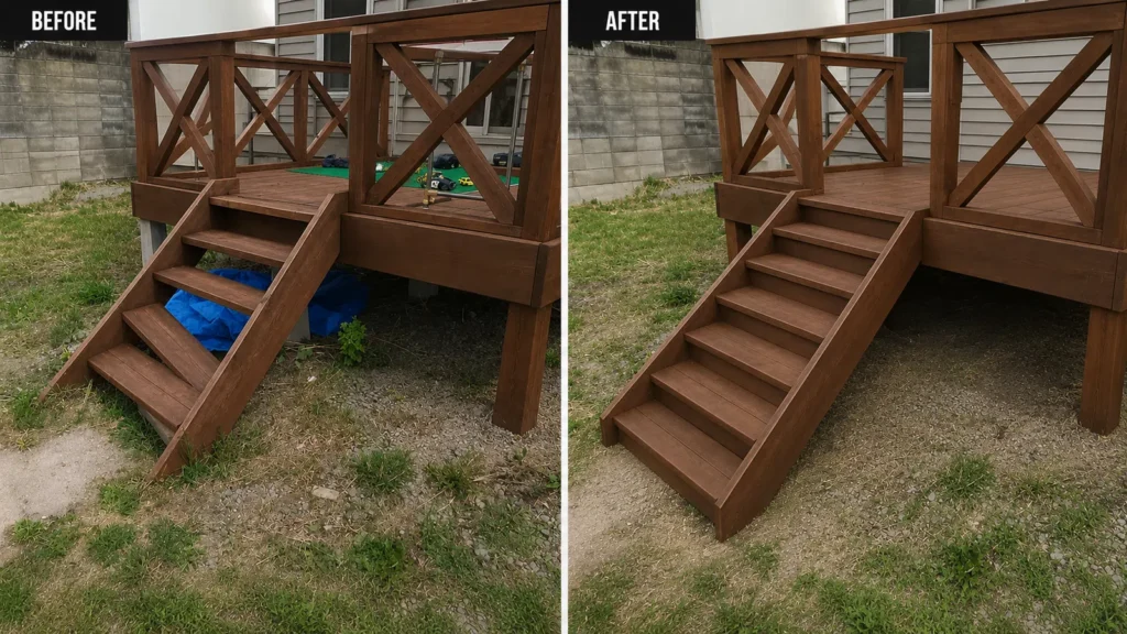 Before and after deck staining in Amana IA