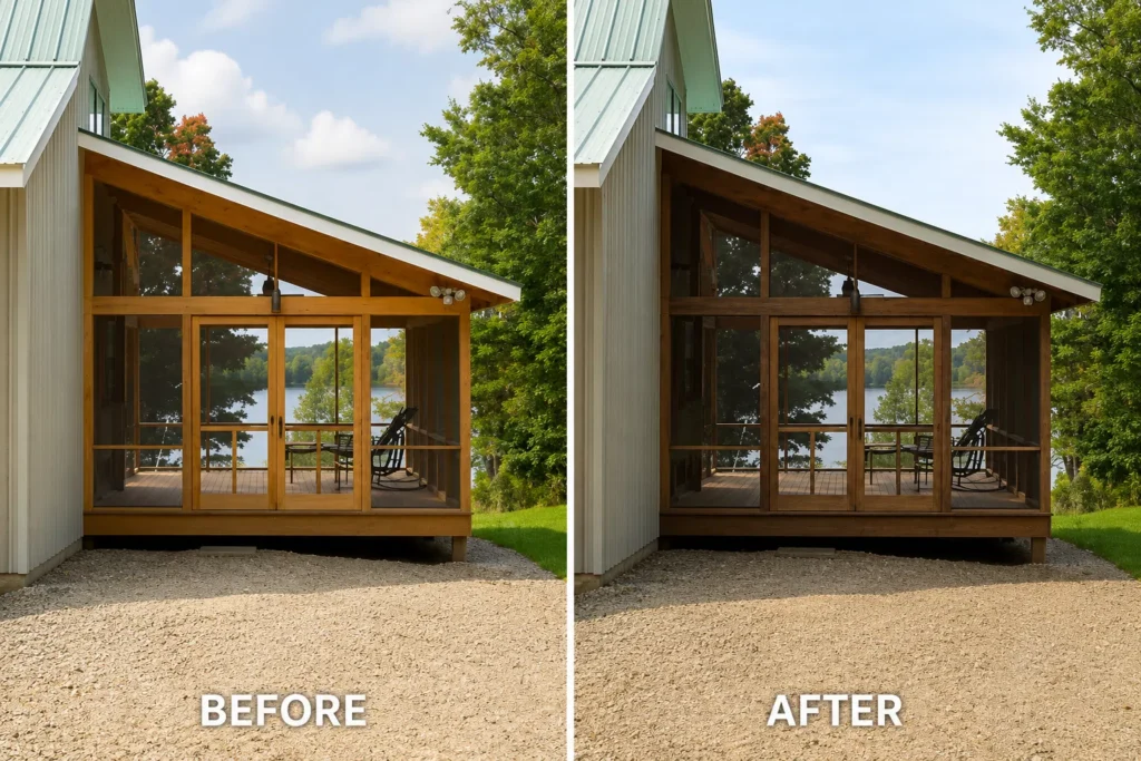 Before and after deck staining in Atkins IA