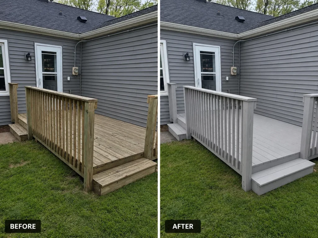 Before and after deck staining in Toddville IA